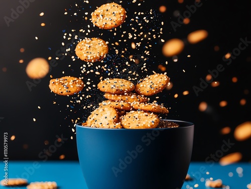 prinkled with sesame seeds photo