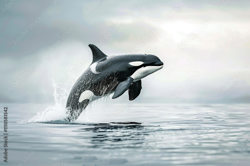 Fototapeta premium Fantastically beautiful majestic huge whale in deep ocean