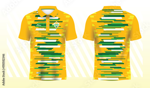 green yellow polo sport shirt sublimation jersey template design mockup