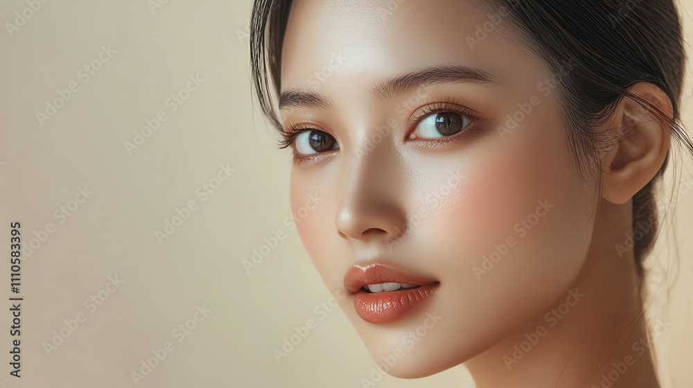 Close-up portrait of a young woman with flawless skin. Close-up portrait of a young woman with flawless skin.