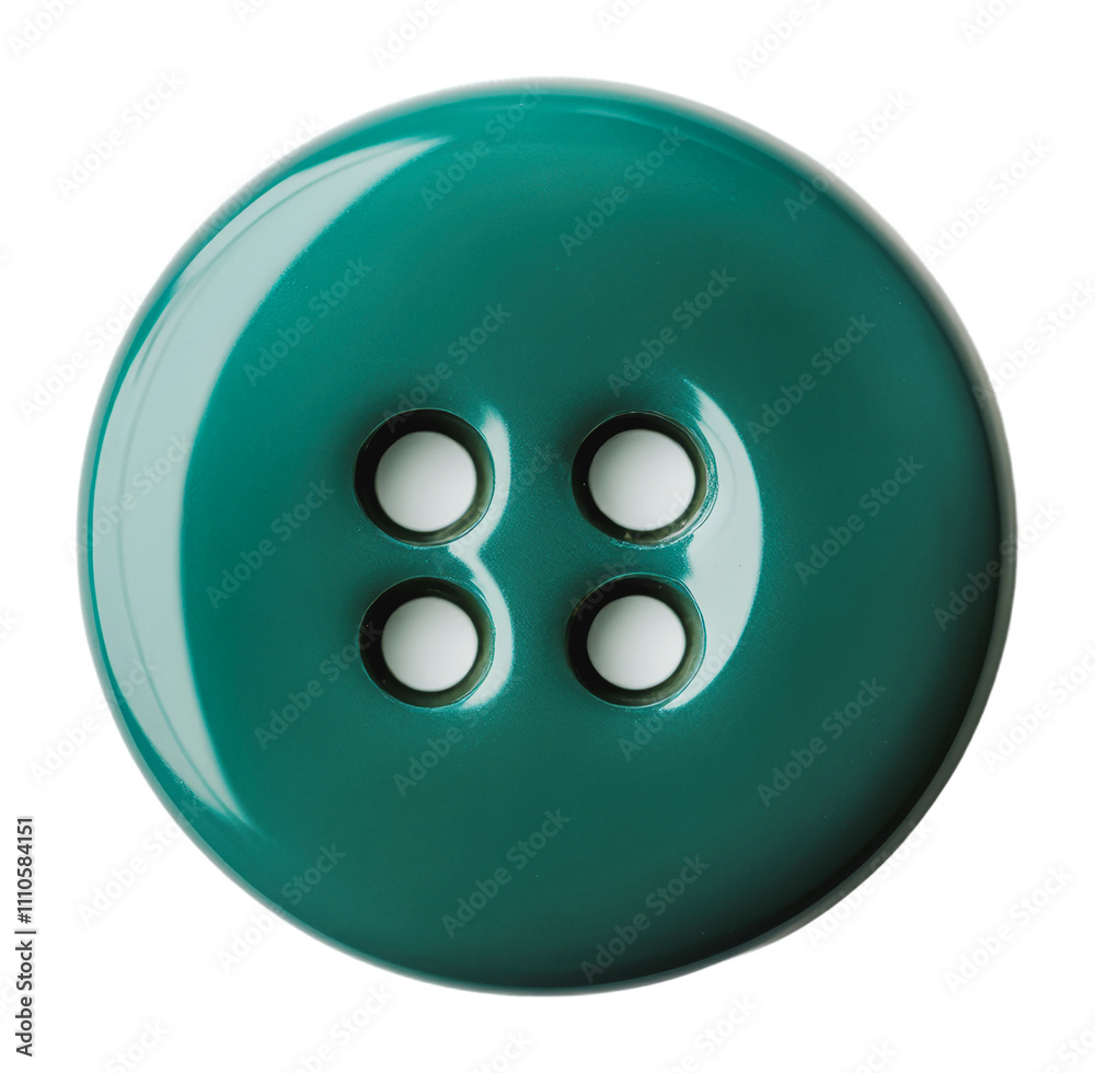 Bright turquoise button with four holes positioned, cut out - stock png. Bright turquoise button with four holes positioned, cut out - stock png.