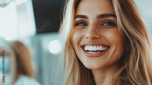 A young woman with a big smile and long blonde hair.