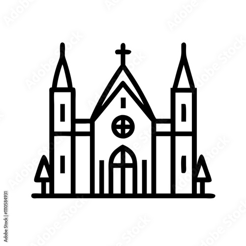 ector with a cross integrated into the church design, perfect for faith-based content.
