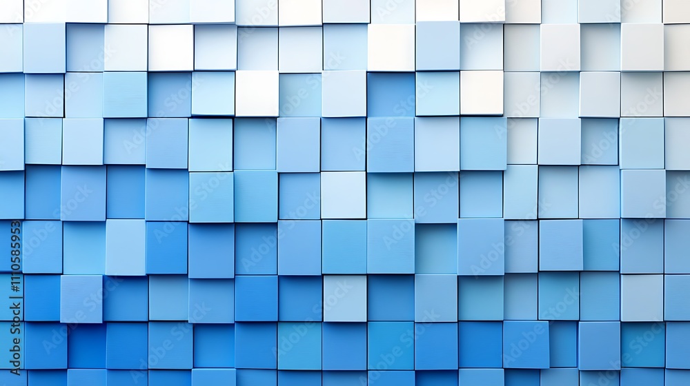 Blue square shapes forming a gradient pattern on a light background. Blue square shapes forming a gradient pattern on a light background.