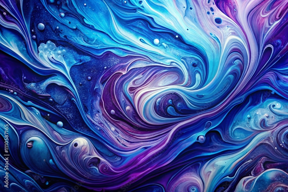 Abstract Blue and Purple Marbled Swirls in High-Resolution Panoramic Photography Showcasing Fluid Motion and Intricate Patterns for Stunning Visual Appeal