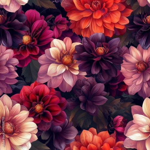 Stunning Dahlia Floral Pattern seamless, pattern, background, texture