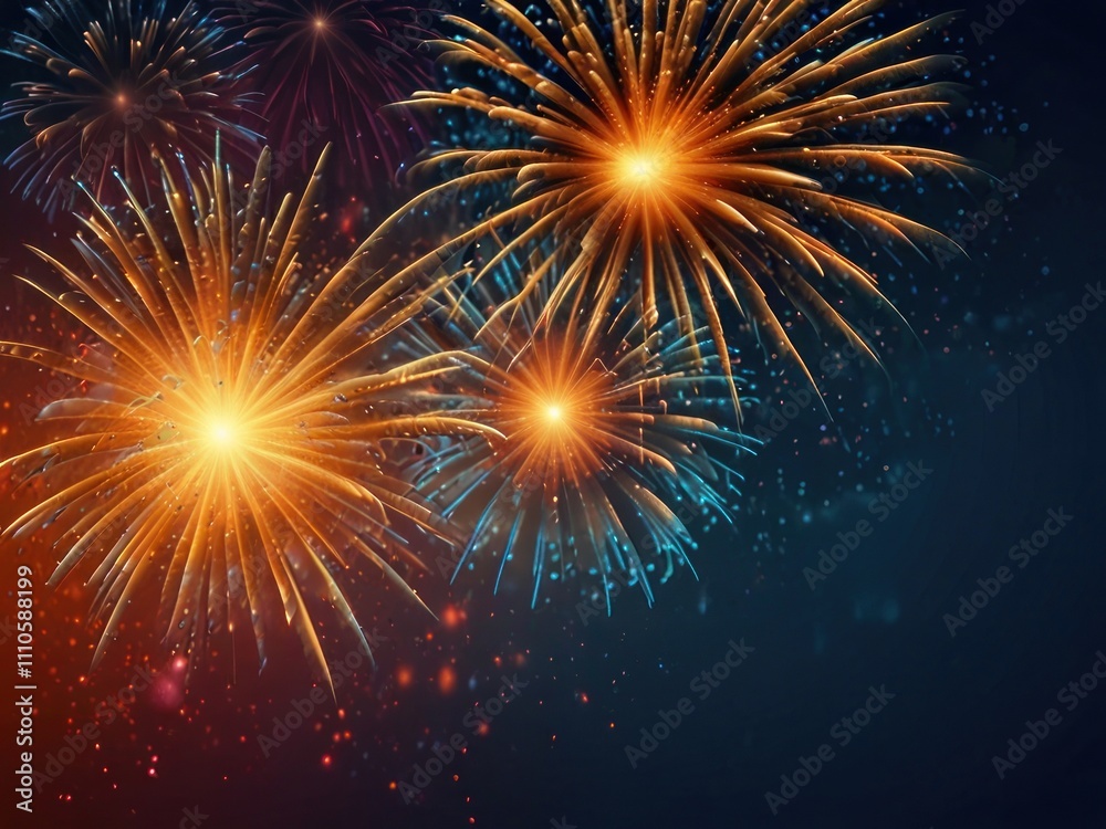 Fototapeta premium fireworks gold blue background 