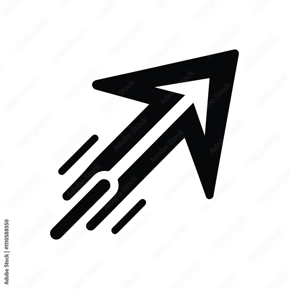 arrow icon, cursor symbol, isolated on transparent, direction simple flat black sign