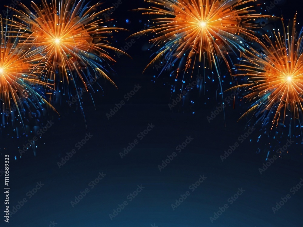 fireworks gold blue background 