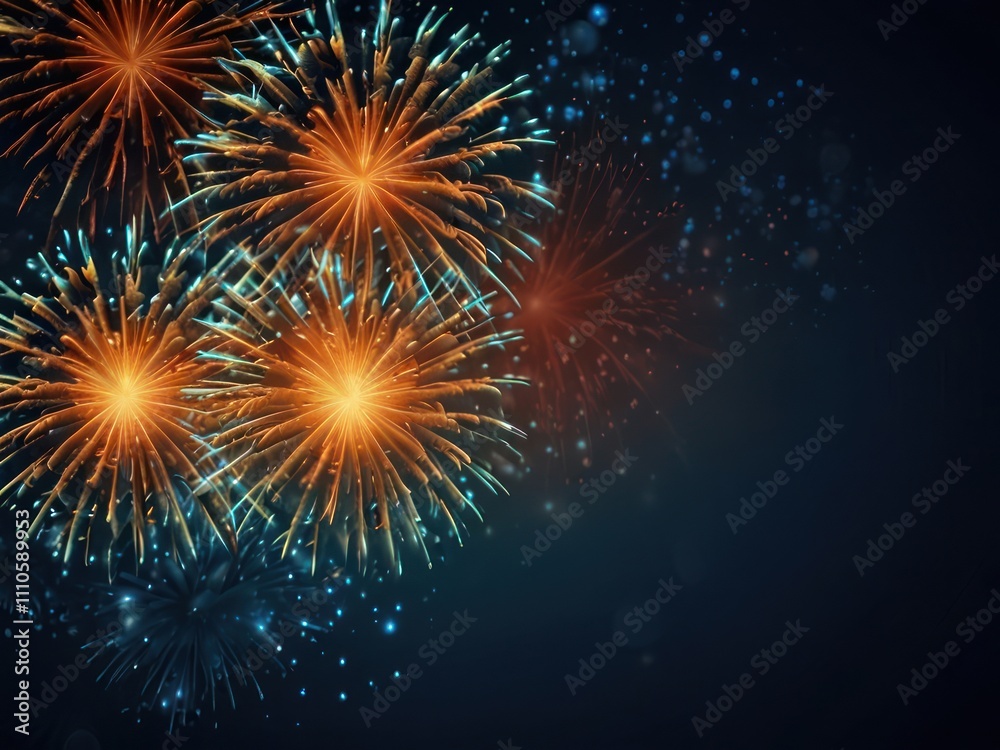 Fototapeta premium fireworks gold blue background 