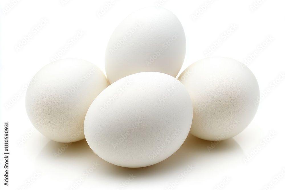 Fresh White Eggs on a Minimalist White Surface, Perfect for Culinary Delights and Healthy Diet Choices Fresh White Eggs on a Minimalist White Surface, Perfect for Culinary Delights and Healthy Diet Choices