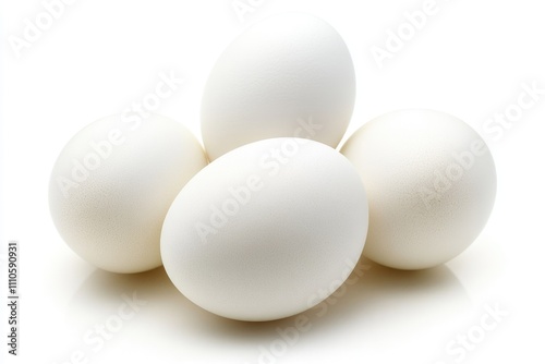 Fresh White Eggs on a Minimalist White Surface, Perfect for Culinary Delights and Healthy Diet Choices