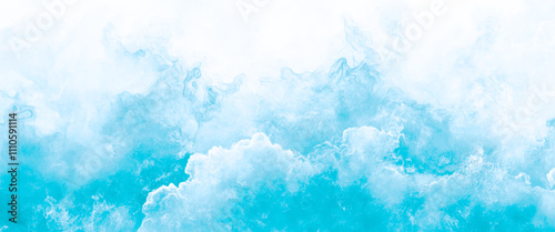 Vector blue sky watercolor background with clouds.