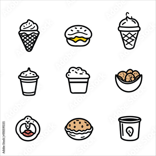 Fast food outline vector icons collection,  Fast food logo, icon