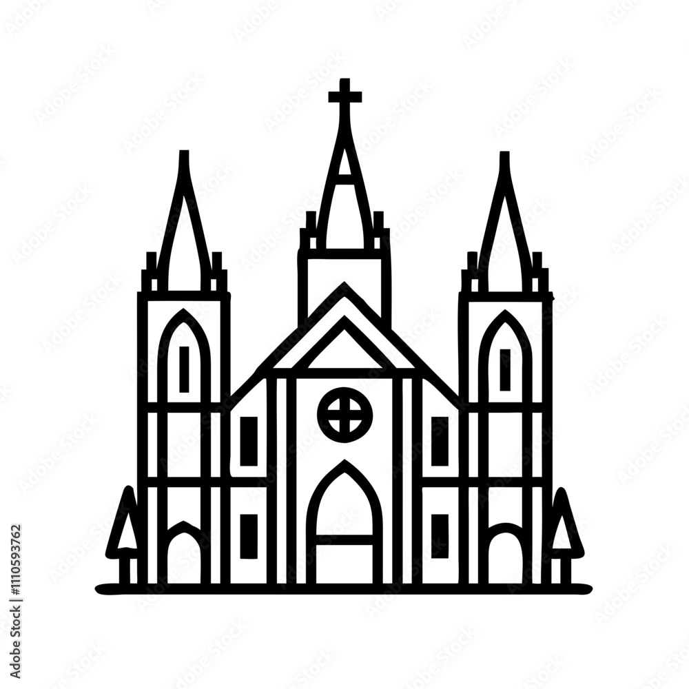 Fototapeta premium Heart integrated with a church, representing love and compassion in faith.