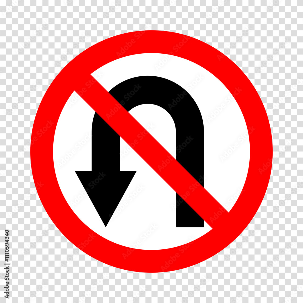 u turn left prohibited road sign, no left u turn allowed, move direction forbidden, red crossed circle vector pictogram u turn left prohibited road sign, no left u turn allowed, move direction forbidden, red crossed circle vector pictogram