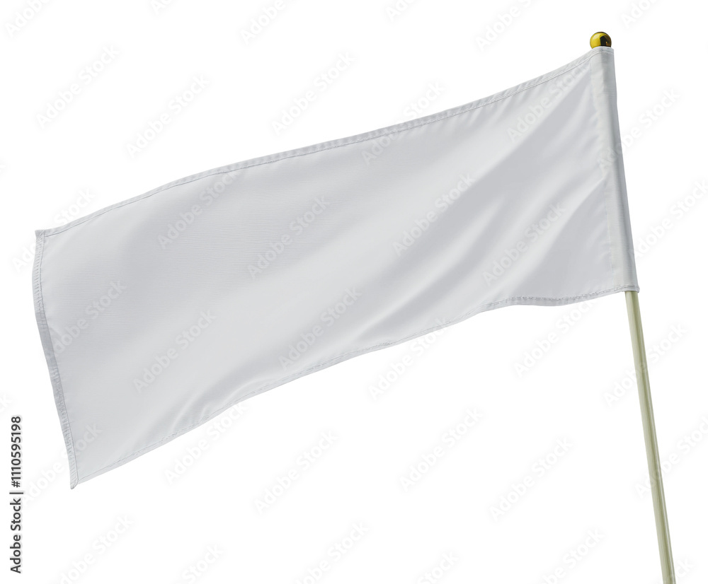 White flag displayed to signify truce or surrender, cut out - stock png. White flag displayed to signify truce or surrender, cut out - stock png.