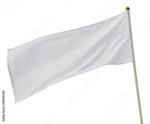 White flag displayed to signify truce or surrender, cut out - stock png. photo