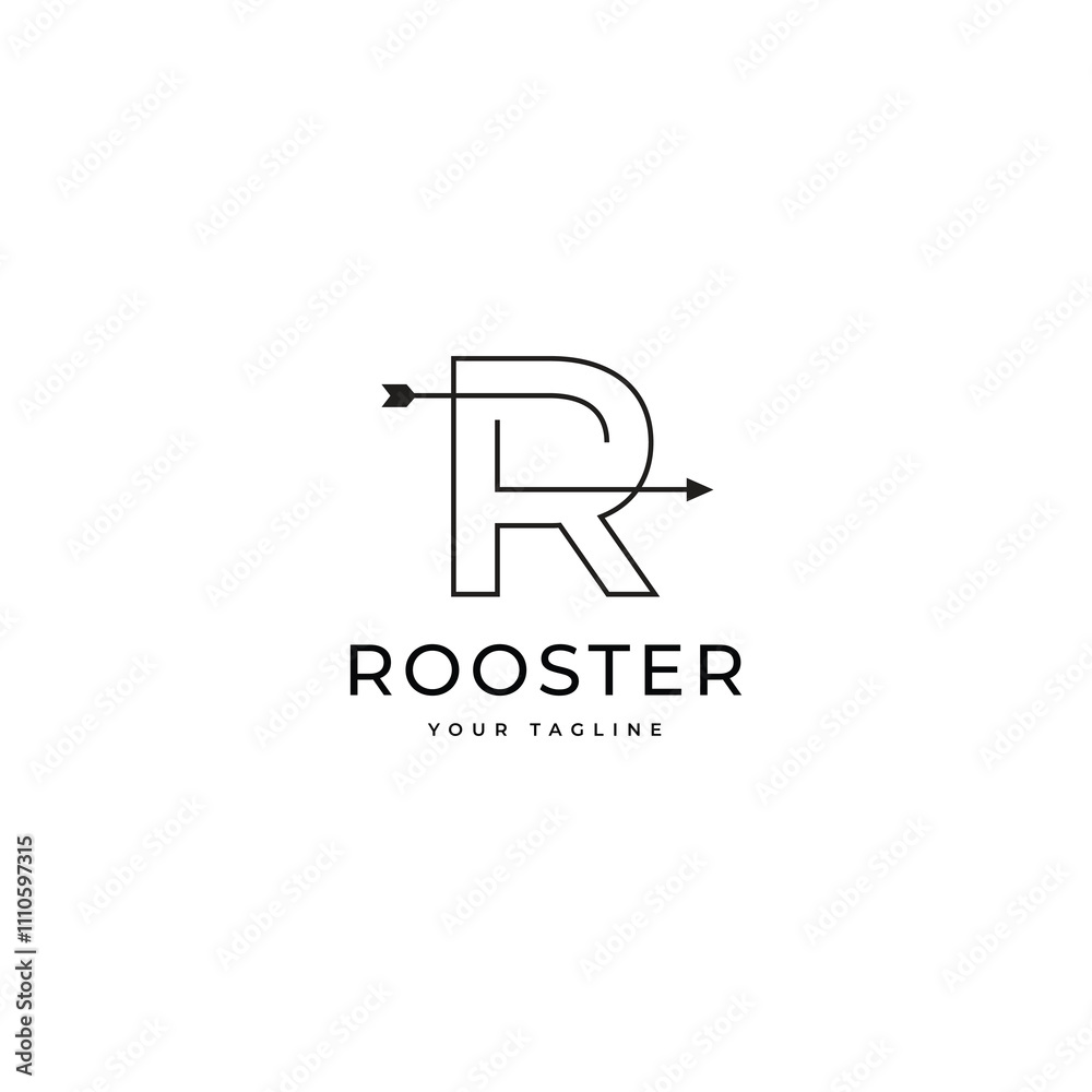 letter r rooster business brand line logo design vector letter r rooster business brand line logo design vector