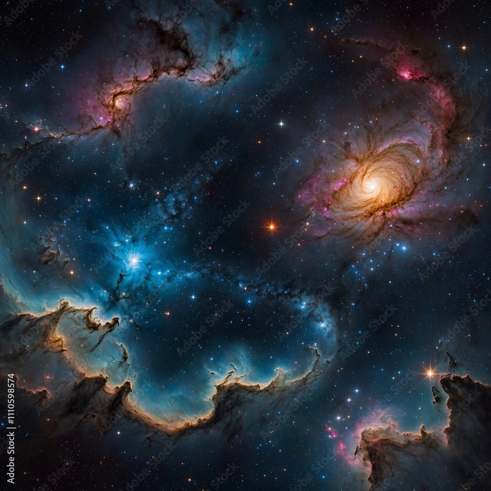 Obraz premium Explore the breathtaking beauty and mysteries of the cosmos, from dazzling galaxies and nebulae to distant planets and stars, unveiling the infinite possibilities of our universe.