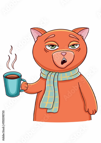 Cat stickers for scrapbooking and social web vector illustrations set