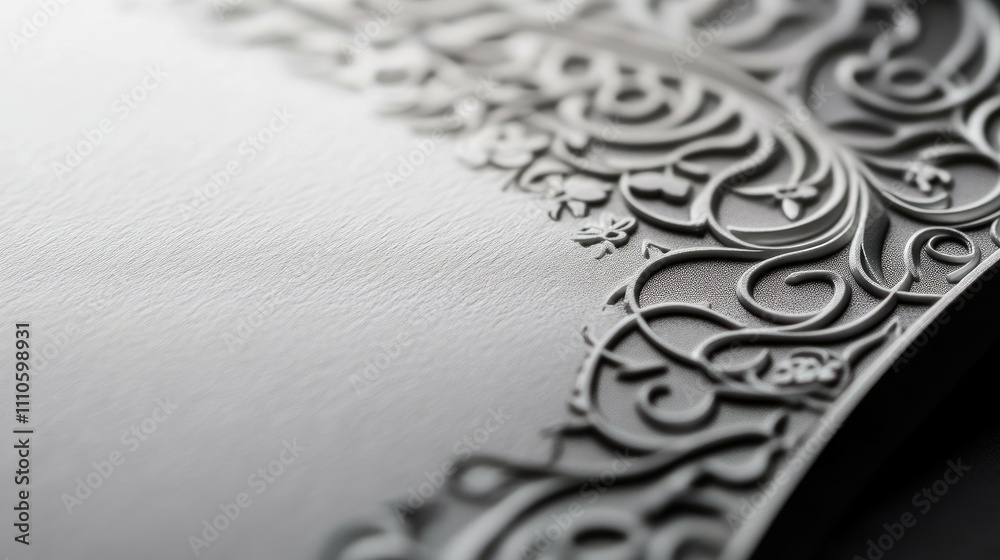 Intricate embossed floral design on textured surface. Intricate embossed floral design on textured surface.