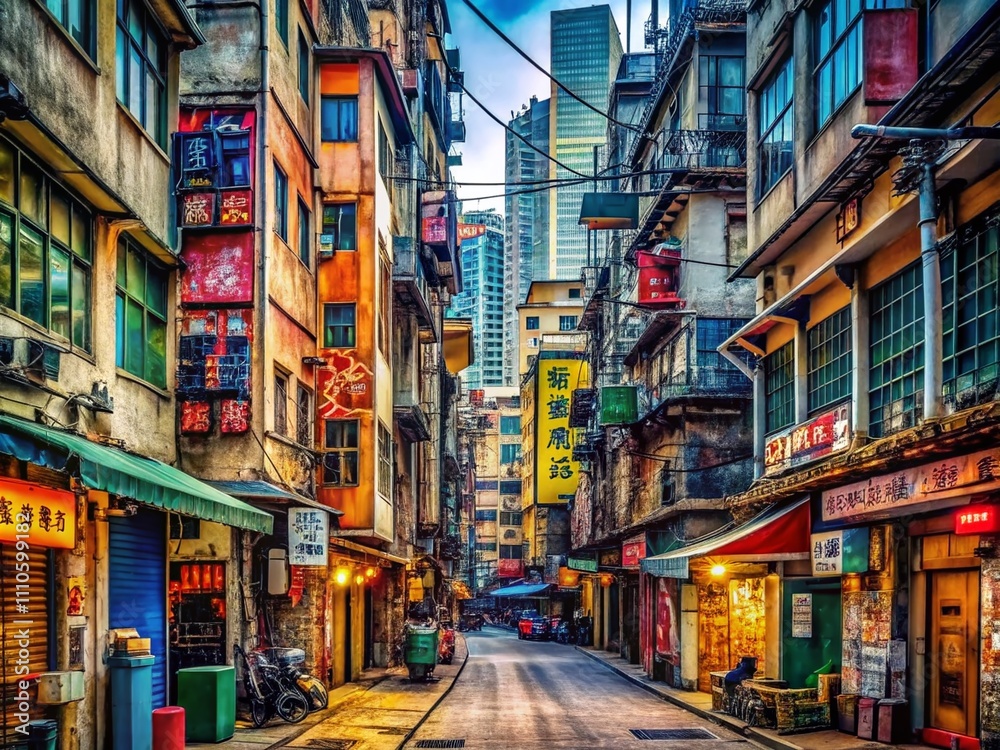 Obraz premium A Captivating Collection of Urban Signboards Showcasing Unique Typography and Vibrant Colors in a Gritty Cityscape, Perfect for Urban Exploration Photography Enthusiasts