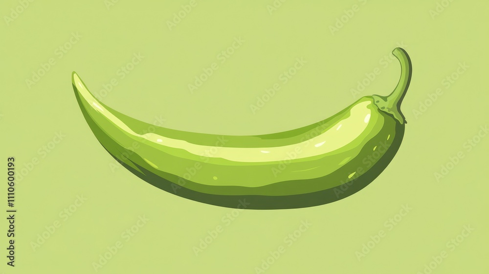Unripe Green Chile Pepper - Fresh Numex Big Jim Variety Isolated on White Background Unripe Green Chile Pepper - Fresh Numex Big Jim Variety Isolated on White Background