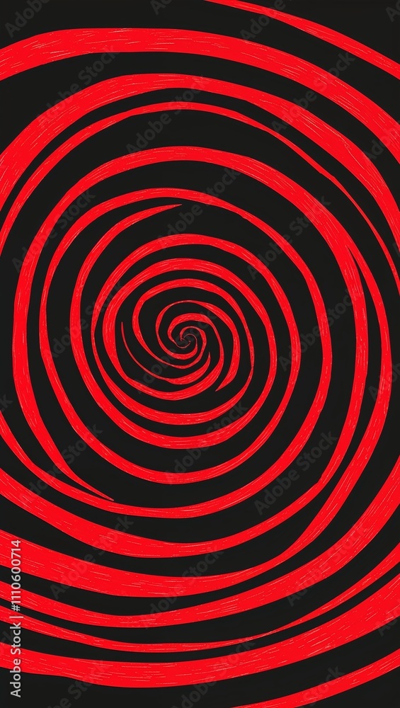 Red Spiral pattern hand drawn design on Black background illustration Red Spiral pattern hand drawn design on Black background illustration
