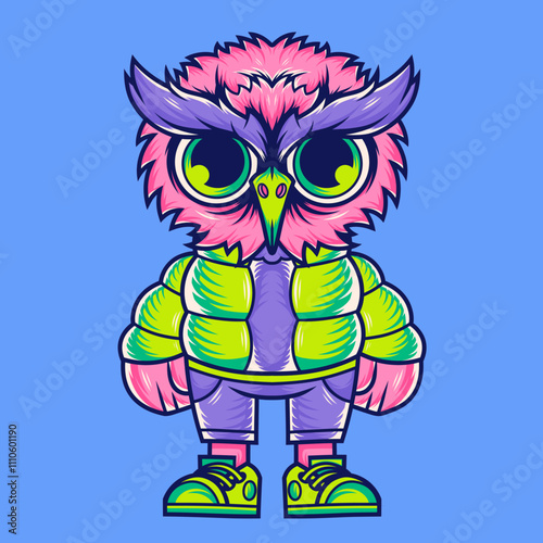 Mascot character design cartoon of owl photo