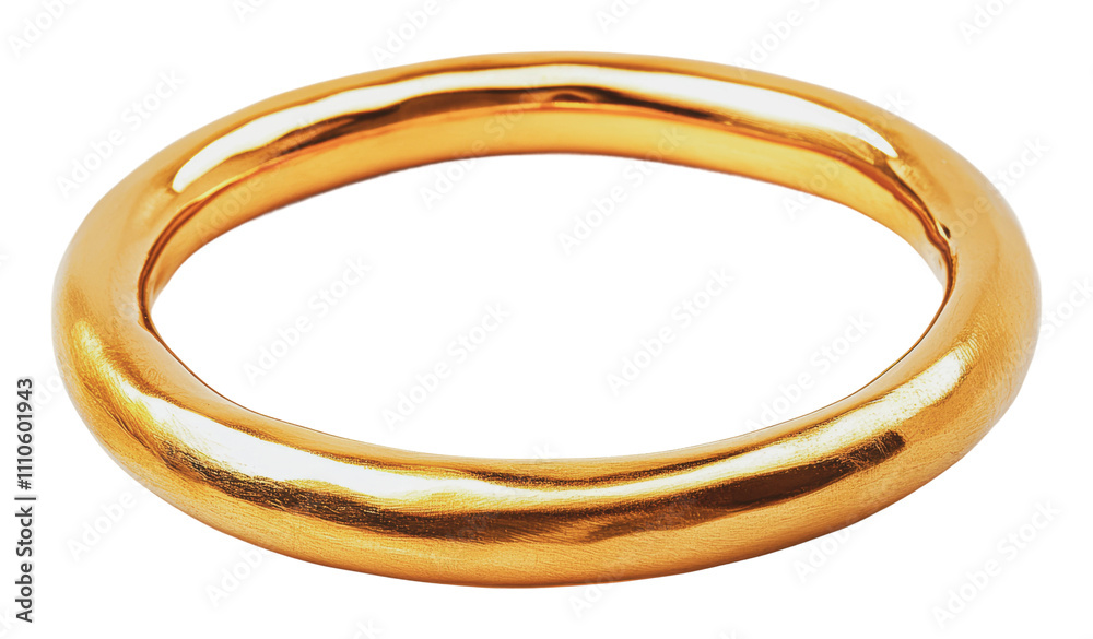 Simple golden bangle displayed on white background, cut out - stock png. Simple golden bangle displayed on white background, cut out - stock png.