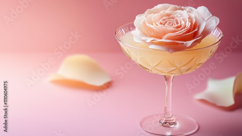 Wallpaper Mural Champagne glass with blooming rose in pink hue, elegant floral concept Torontodigital.ca