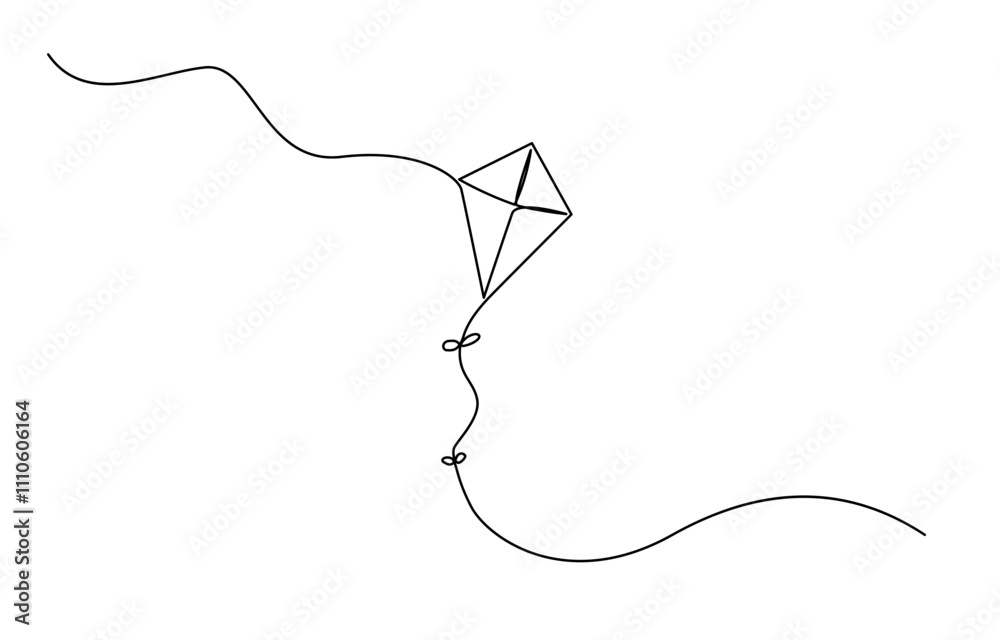 Kite continuous one line drawing of outline vector illustration, Vector Kite, Continuous one line drawing, Continuous single line drawing of kite vector illustration. Kite continuous one line drawing of outline vector illustration, Vector Kite, Continuous one line drawing, Continuous single line drawing of kite vector illustration.