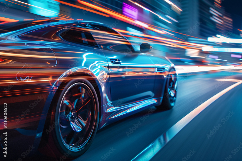 Power source for charging battery of beautiful electric car on road Power source for charging battery of beautiful electric car on road