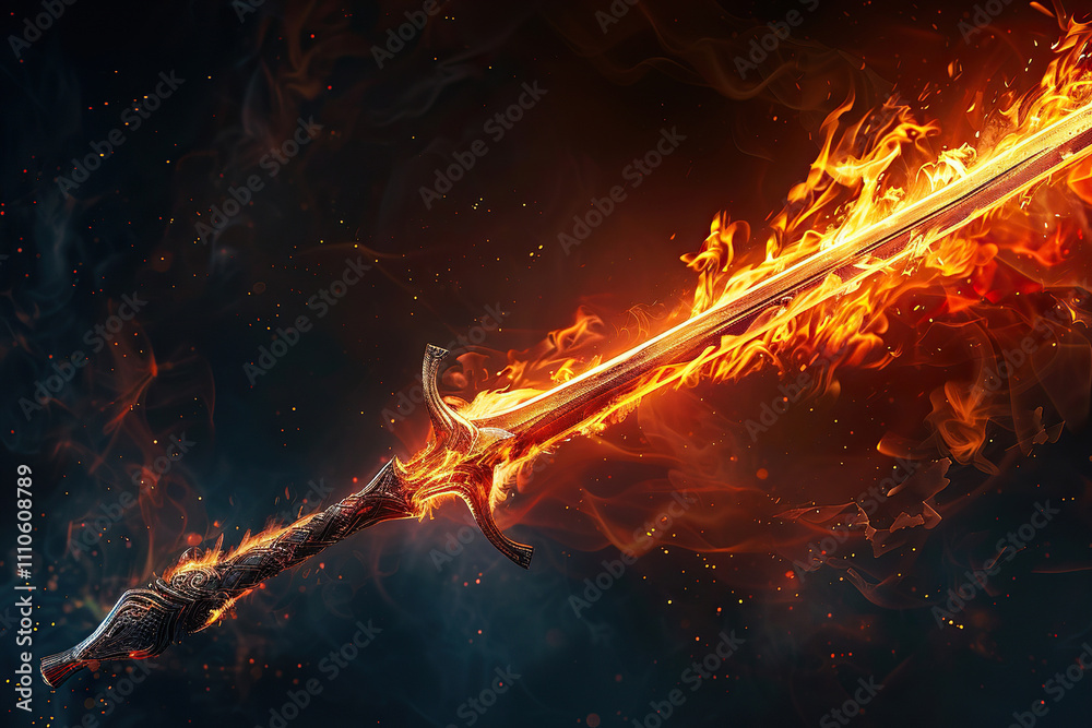 Obraz premium Fantastic weapon royal sword with beautiful handle and blade
