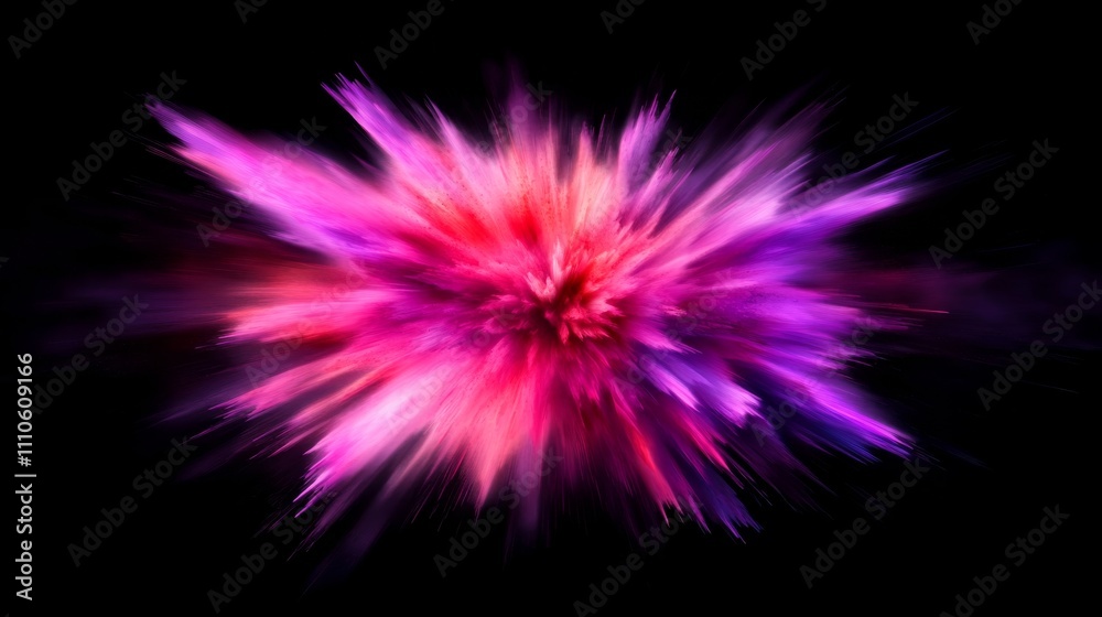 Colorful explosion of vibrant pink and purple powder on black background. Abstract art and creativity concept Colorful explosion of vibrant pink and purple powder on black background. Abstract art and creativity concept