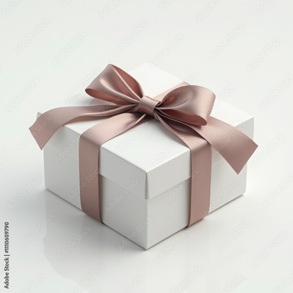 Fototapeta premium Elegant Luxury Gift Box with Satin Ribbon on White Background – Ultra-Realistic 4K Detail