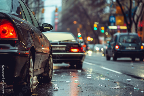 Collision of vehicles involved in major accident on road with major damage