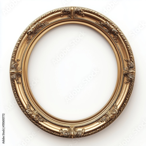 Wallpaper Mural 3D render of a golden oval picture frame on a white background Torontodigital.ca