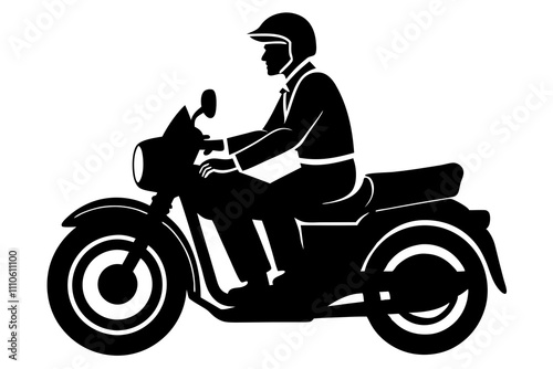 Silhouette of a Policeman Riding a Motorcycle.