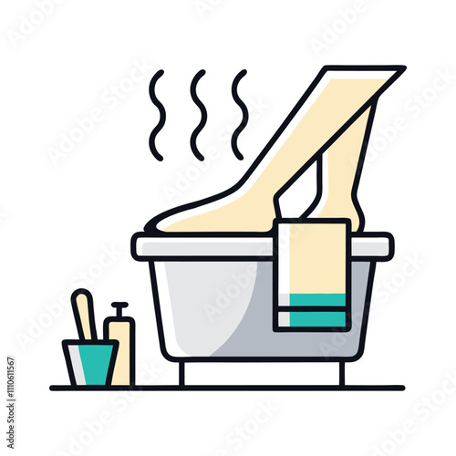Smooth Vector Design of Foot Bath with Leg Immersed in Warm Water.