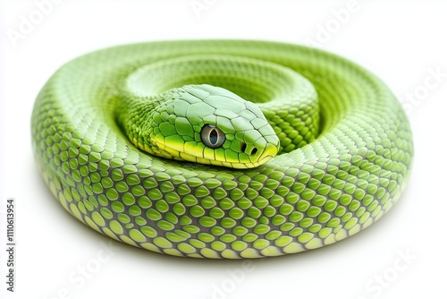 Green snake full-body photorealistic isolated