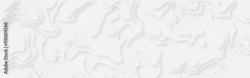 Abstract white papercut curved multi layers and shadow. Paper topography pattern art 3d vector for banner. Material design concept background illustration.