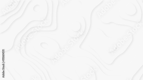 Abstract white papercut curved multi layers and shadow. Paper topography pattern art 3d vector for banner. Material design concept background illustration.