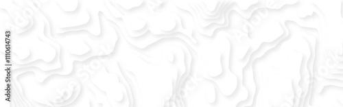 Abstract white papercut curved multi layers and shadow. Paper topography pattern art 3d vector for banner. Material design concept background illustration.