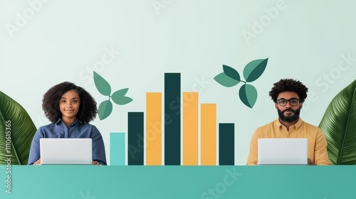 Multiracial Professionals Analyzing Data Infographic