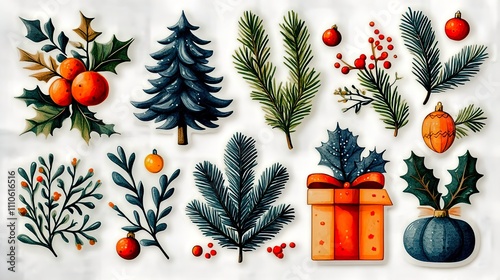 sticker, Christmas gift, Advertising promotion art style, Generative Al