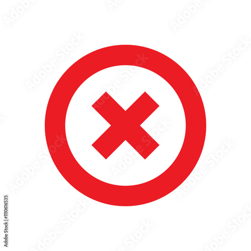 Rejected icon with red circle and cross mark for denial or disapproval