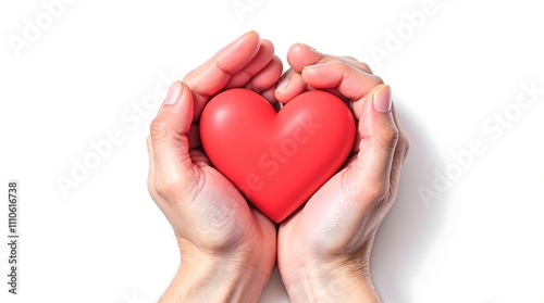 Hands Holding a Red Heart Symbolizing Love and Care. Generator AI
