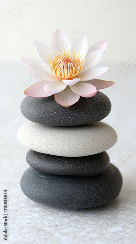 zen stones and flower